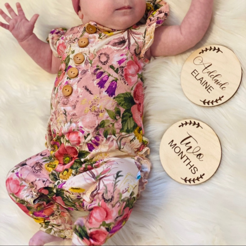 Posh Peanut Ruffle Cap Sleeve Button Romper NB